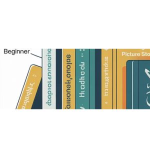 Illustration of the spines of books on a shelf.