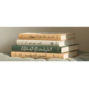 Illustration of a stack of books.