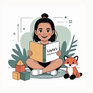 Illustration of a girl reading a book.